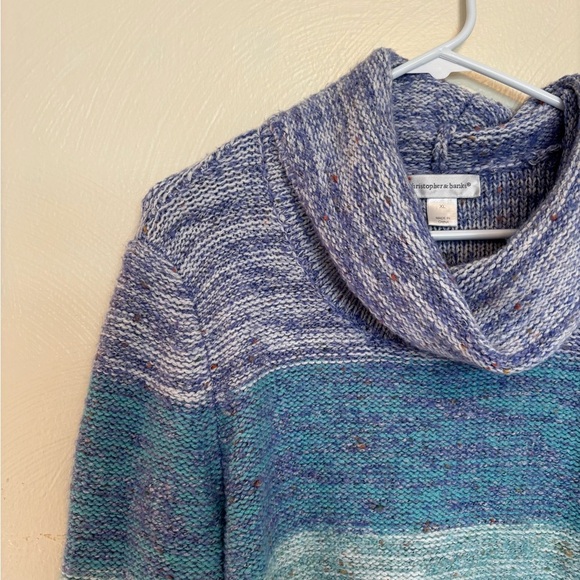 Christopher & Banks XL Cowl Neck Knit Sweater | Multicolor Cozy Fall Pullover - Picture 6 of 8